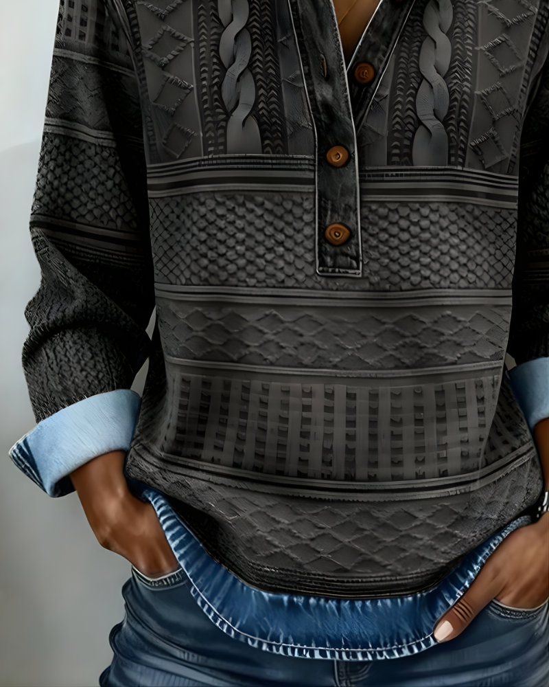 ROWENNA | Half-Button Collared Sweatshirt