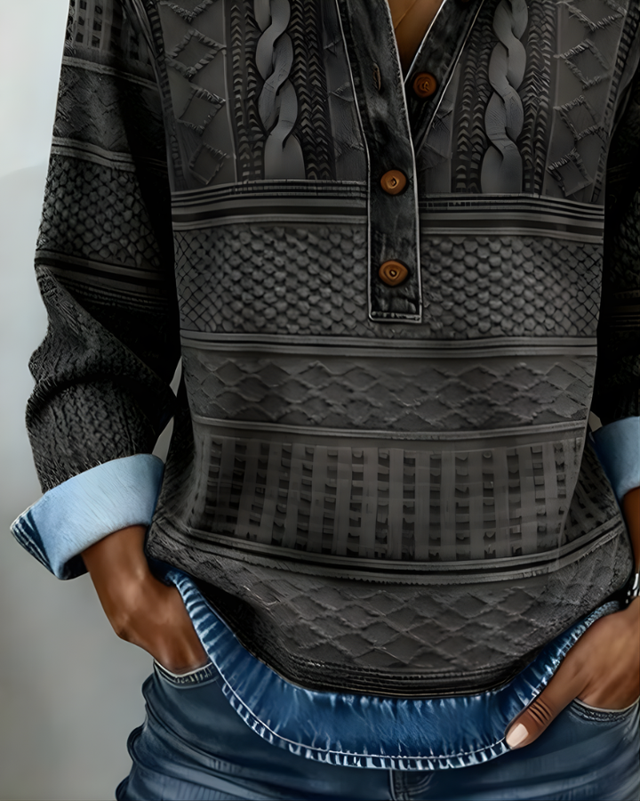 ROWENNA | Half-Button Collared Sweatshirt
