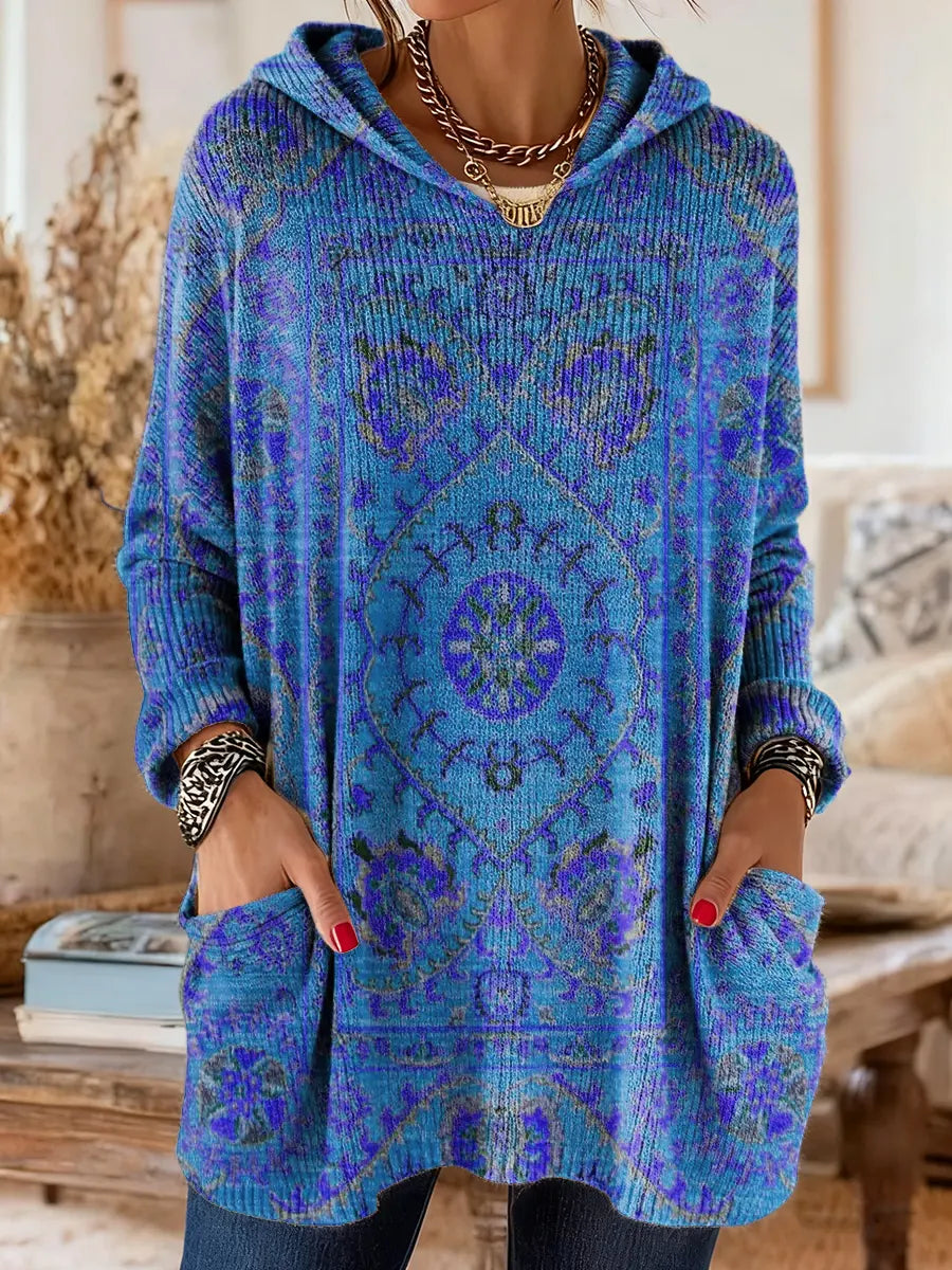SISSA | Retro Ethnic Print Hooded Tunic