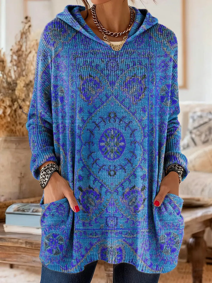SISSA | Retro Ethnic Print Hooded Tunic