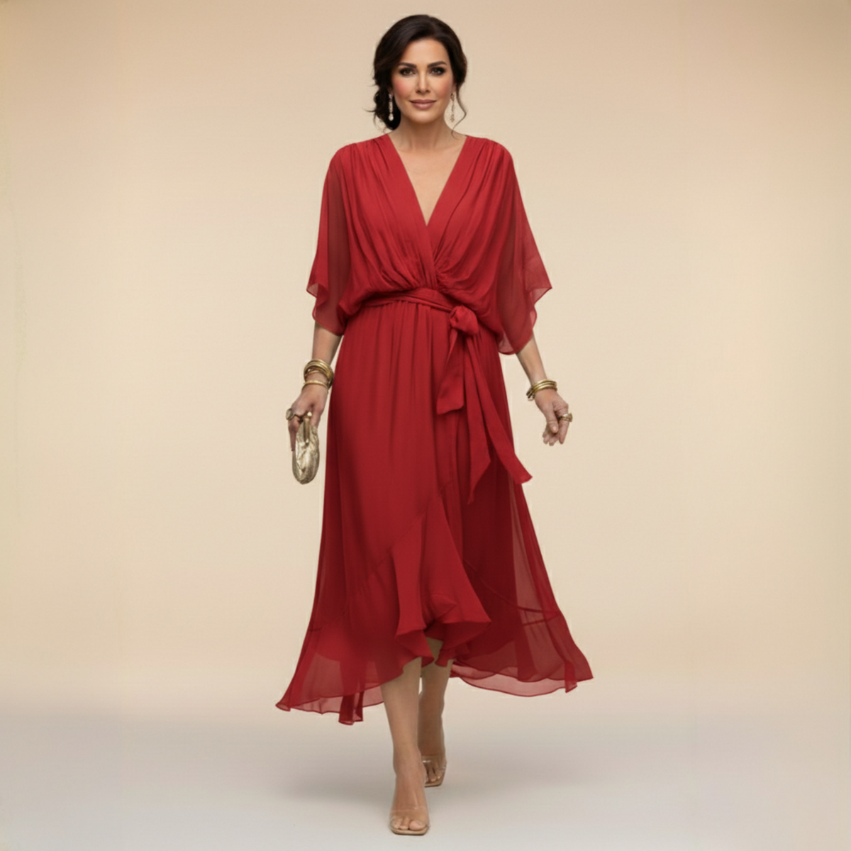 ERICA | Elegant V-Neck Maxi Dress