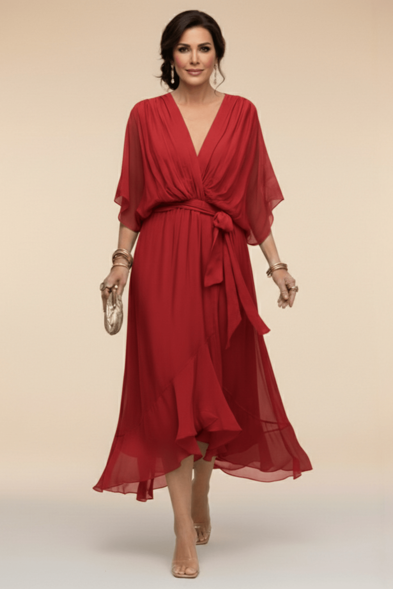 BIANCA | Flowing Tie-Waist Midi Dress