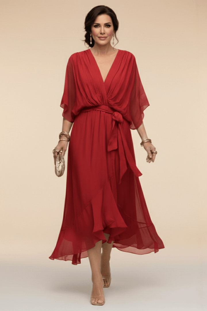 BIANCA | Flowing Tie-Waist Midi Dress