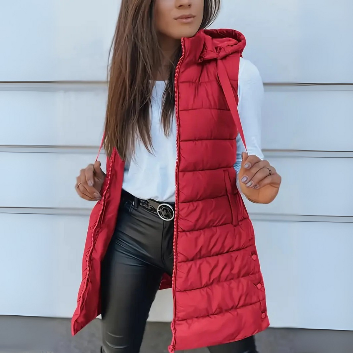 REBECCA | Casual Sleeveless Hood Long Puffer Vest