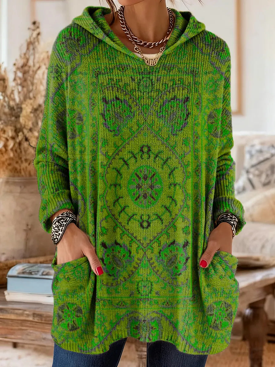 SISSA | Retro Ethnic Print Hooded Tunic