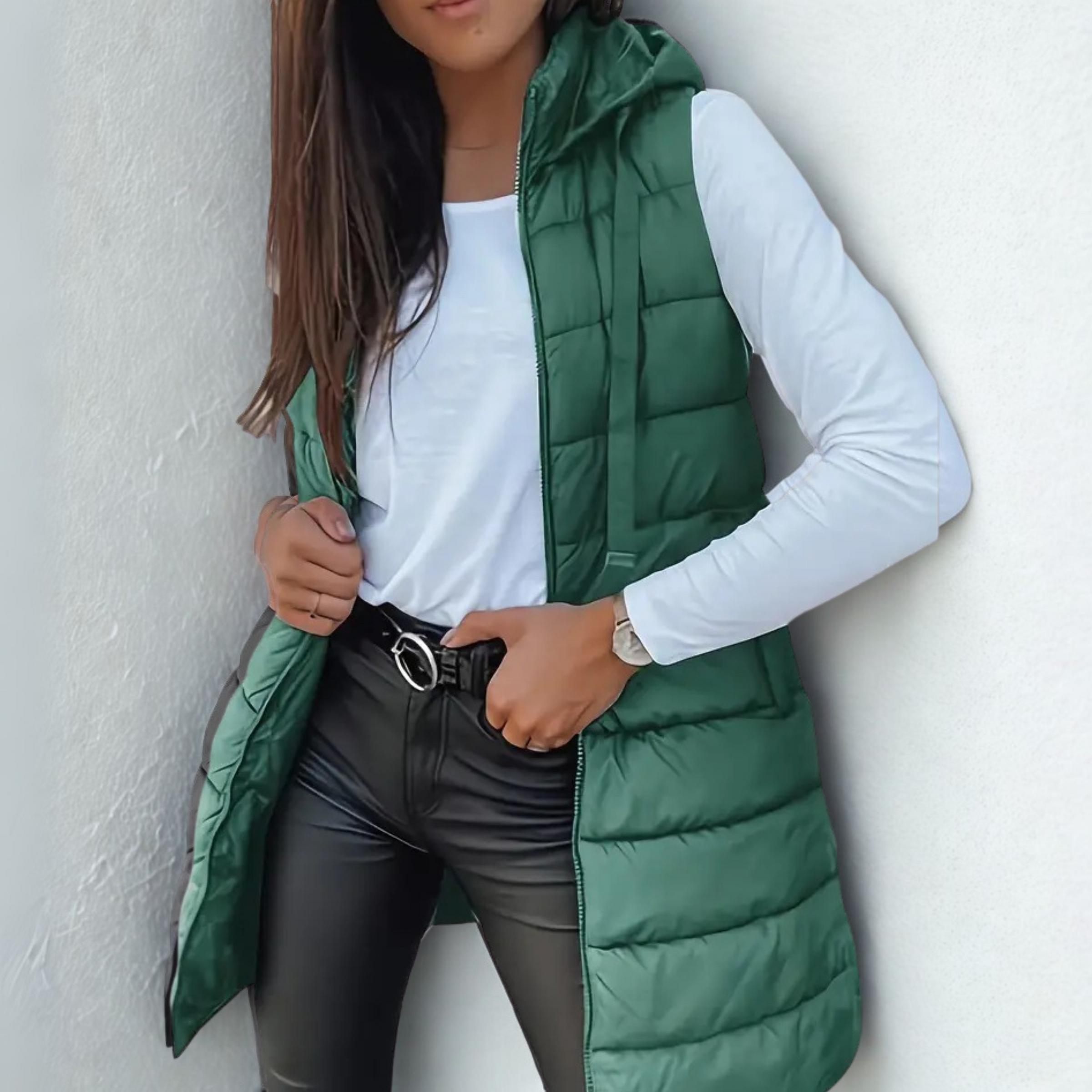 REBECCA | Casual Sleeveless Hood Long Puffer Vest