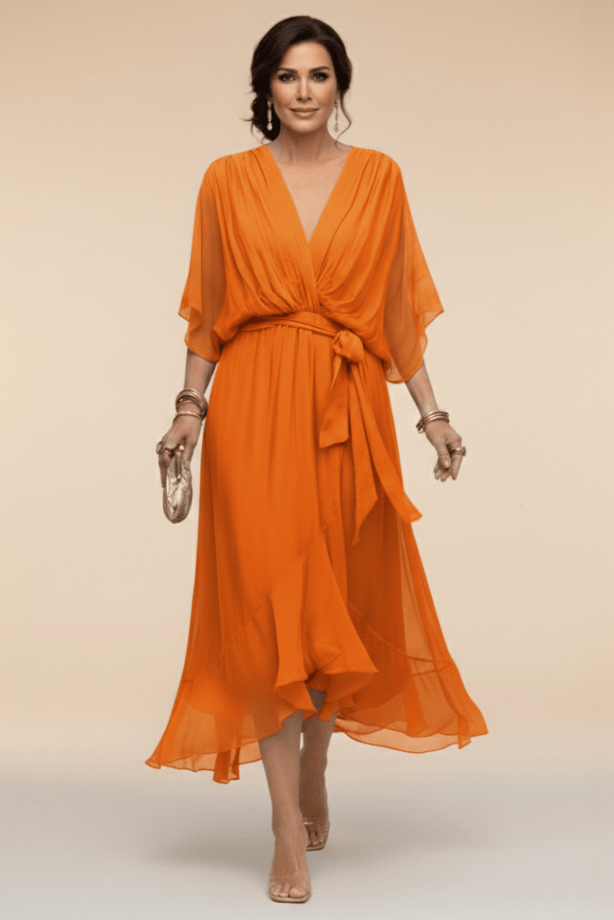 BIANCA | Flowing Tie-Waist Midi Dress