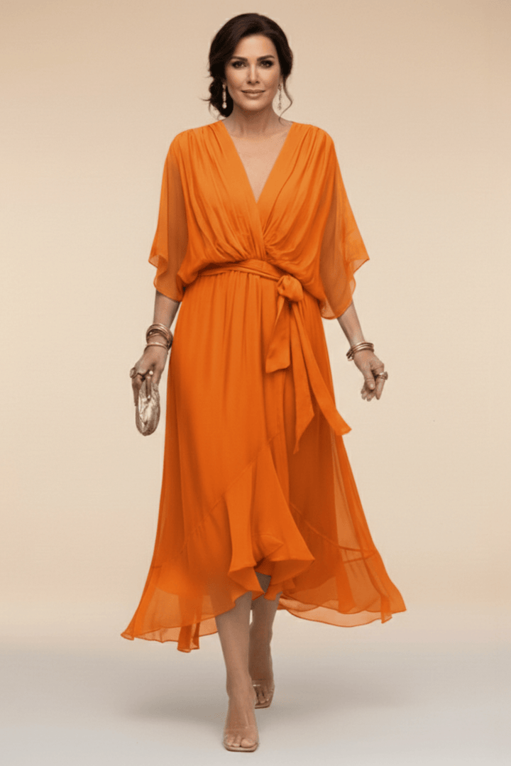 BIANCA | Flowing Tie-Waist Midi Dress