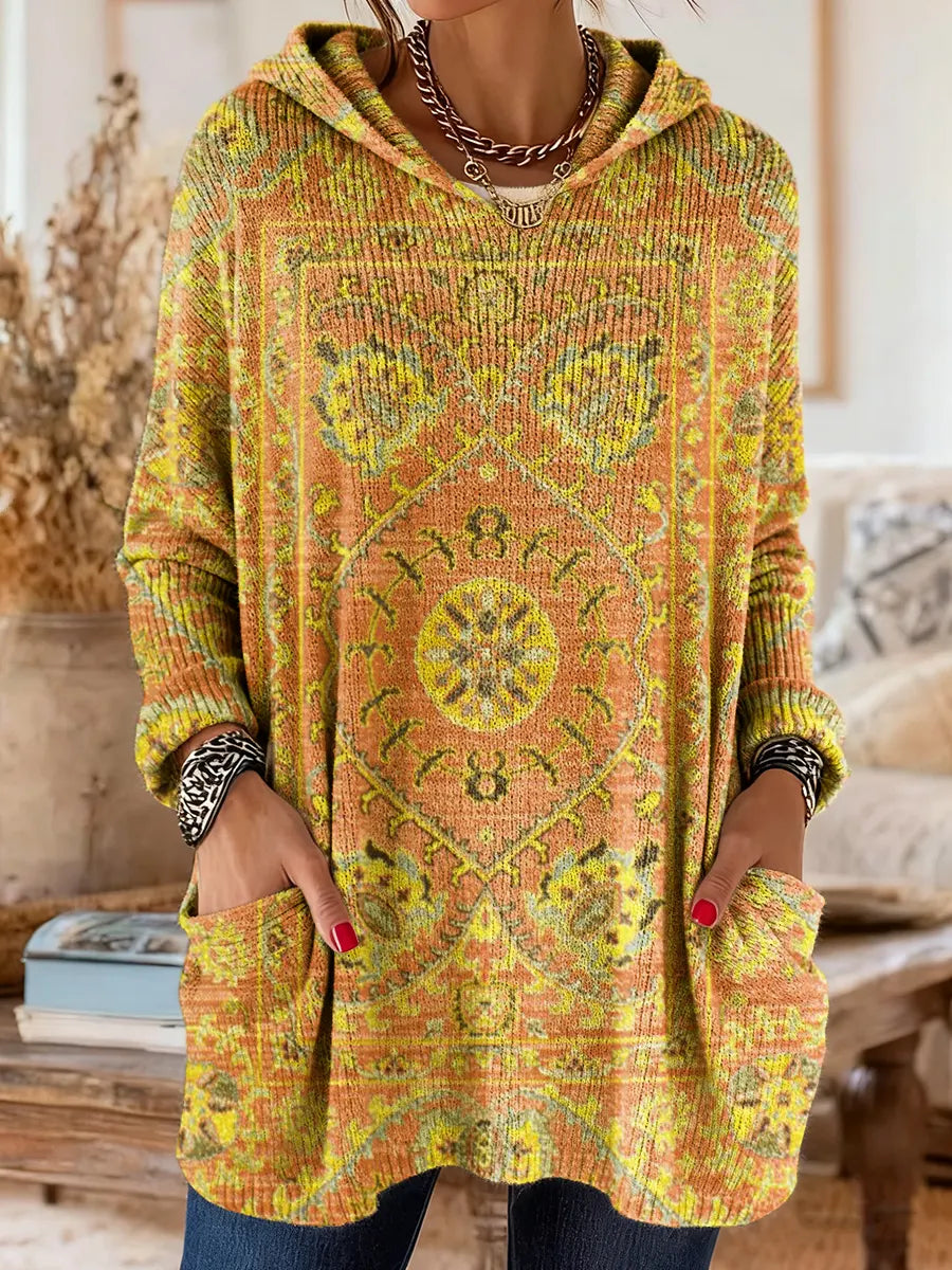 SISSA | Retro Ethnic Print Hooded Tunic