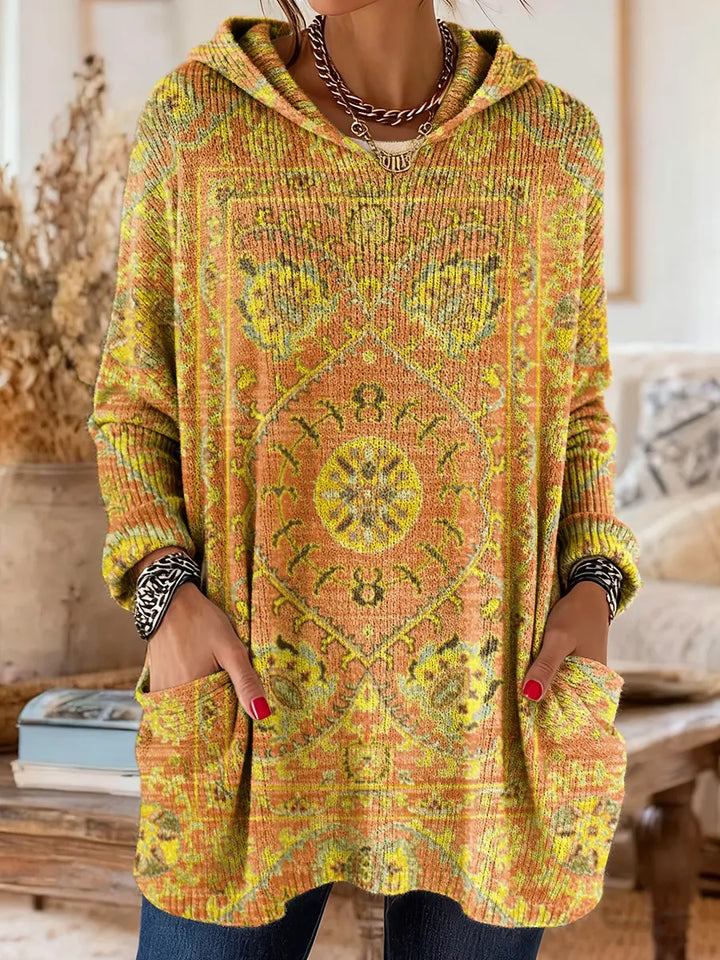 SISSA | Retro Ethnic Print Hooded Tunic
