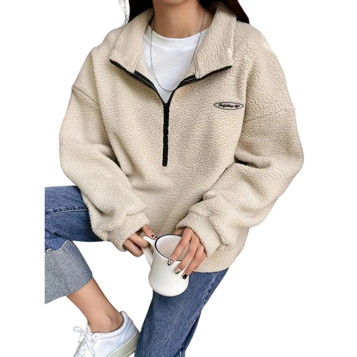 IVORY | Relaxed Fit Half Zip Casual Pullover