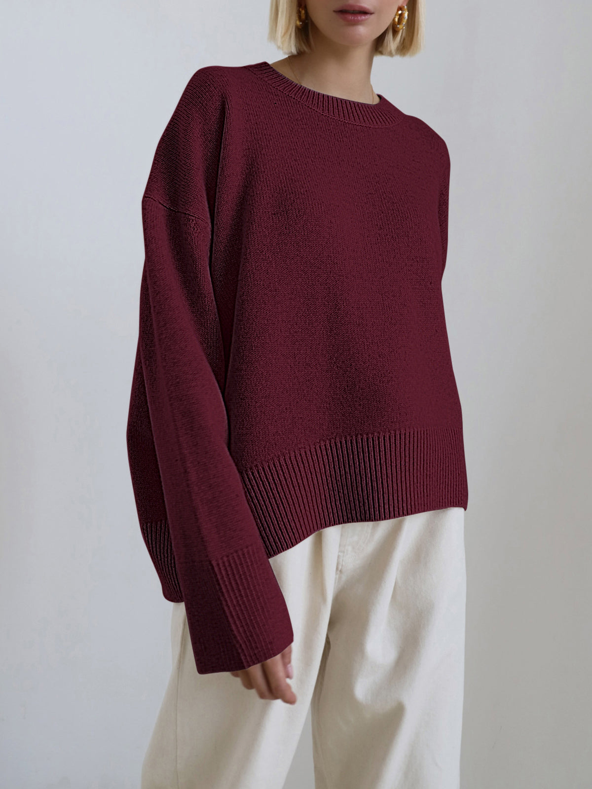 MARA | Oversized Crewneck Wool Knit Sweater