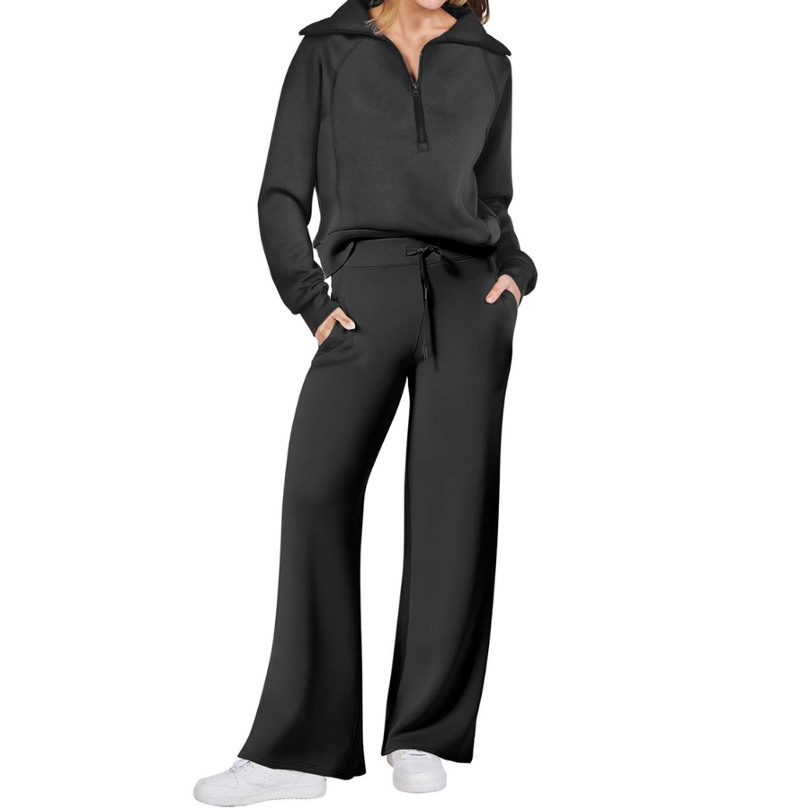 RANDI | Cozy Zip-Up Wide Leg Sweatsuit Set