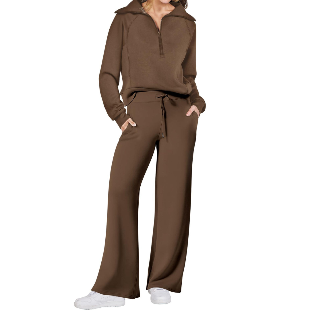 RANDI | Cozy Zip-Up Wide Leg Sweatsuit Set