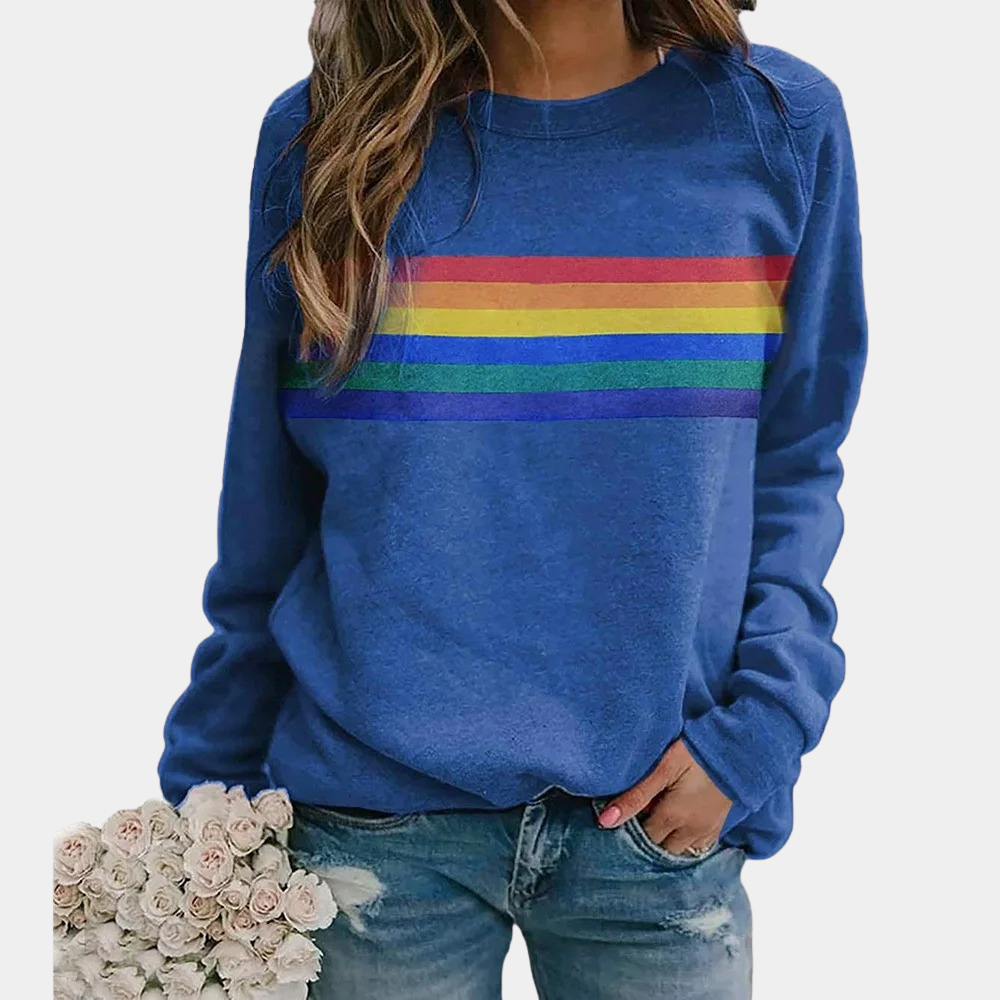 VIDIA | Vibrant Rainbow Stripe Cozy Crewneck Sweatshirt