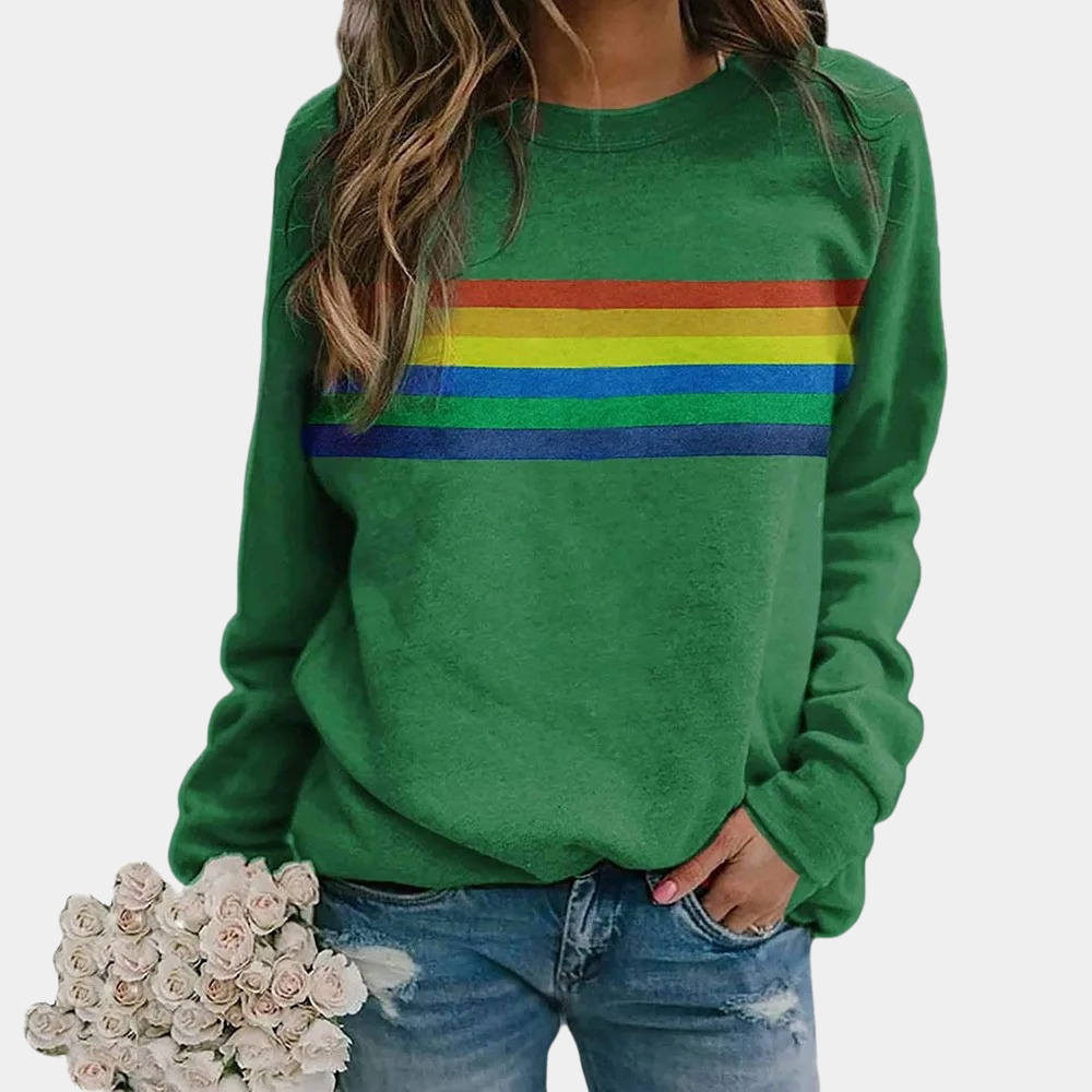 VIDIA | Vibrant Rainbow Stripe Cozy Crewneck Sweatshirt