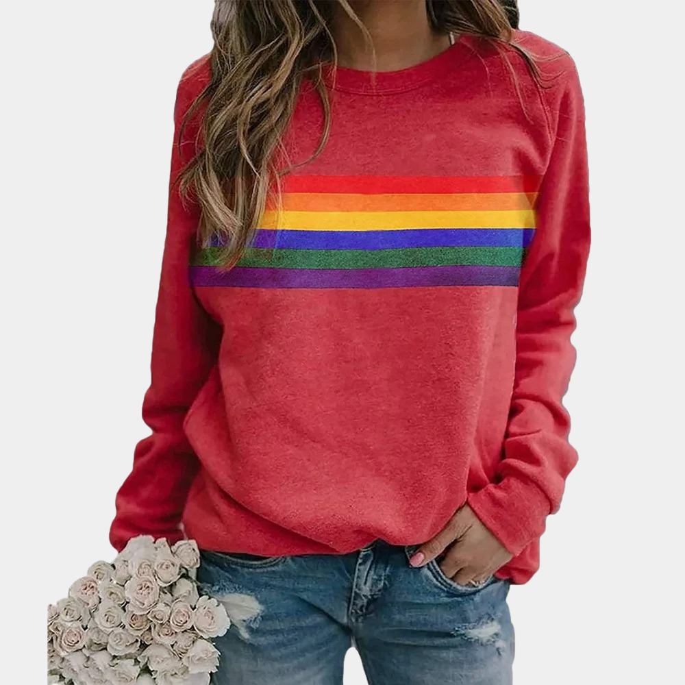 VIDIA | Vibrant Rainbow Stripe Cozy Crewneck Sweatshirt