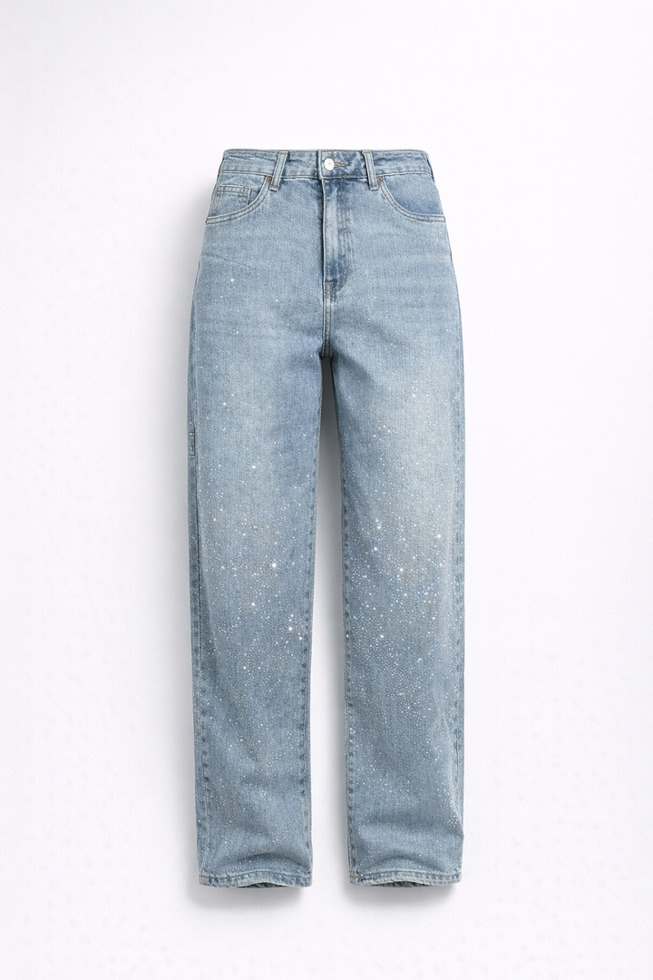 MHIYA | Vintage Crystal Straight Jeans
