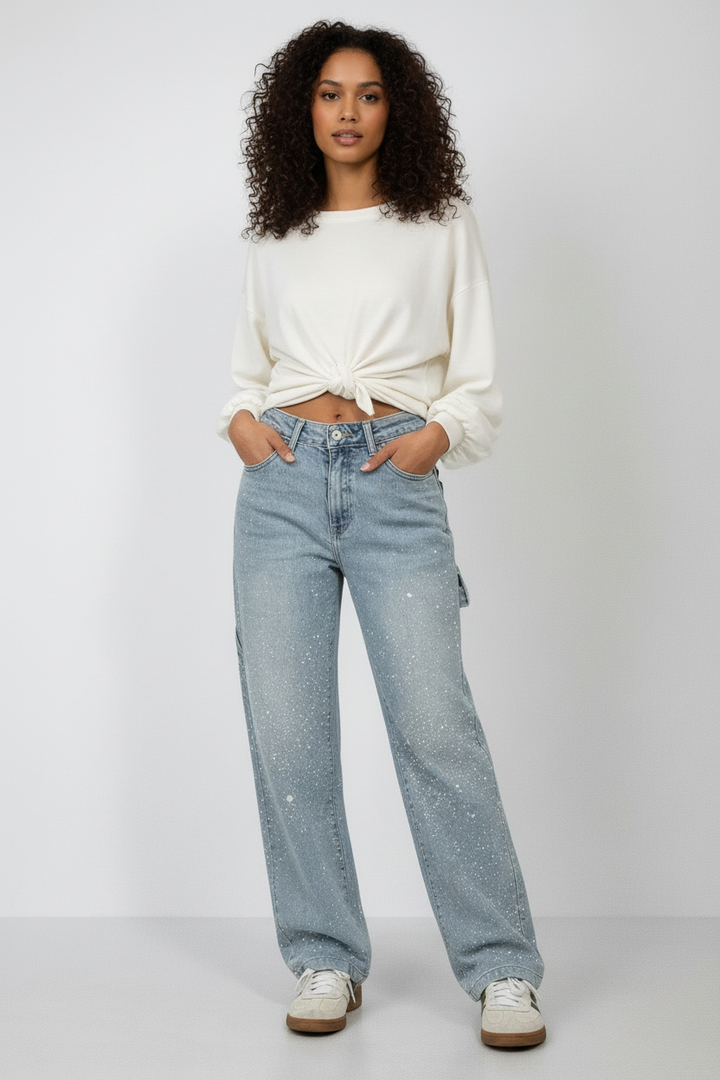 MHIYA | Vintage Crystal Straight Jeans