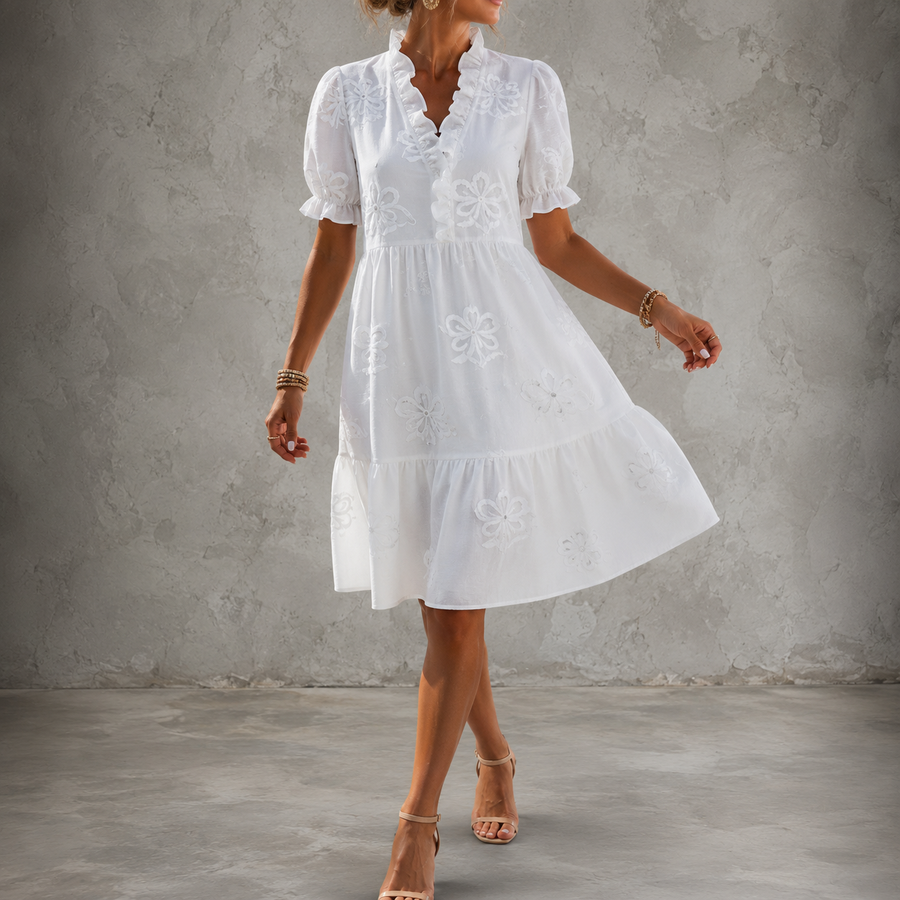 BLOSSOM | V-Neck Ruffled Dress