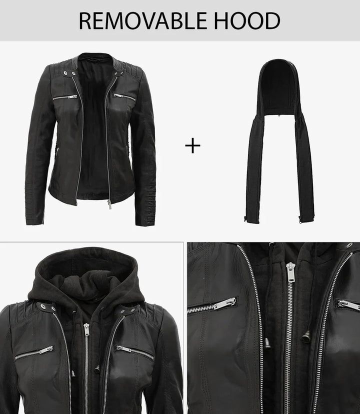KELLY | Black Jacket With Removable Hood