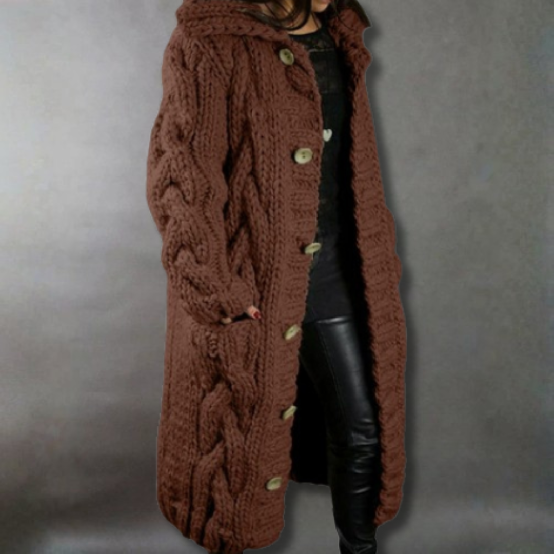 LARA | Elegant Cosy Cable-Knit Coat