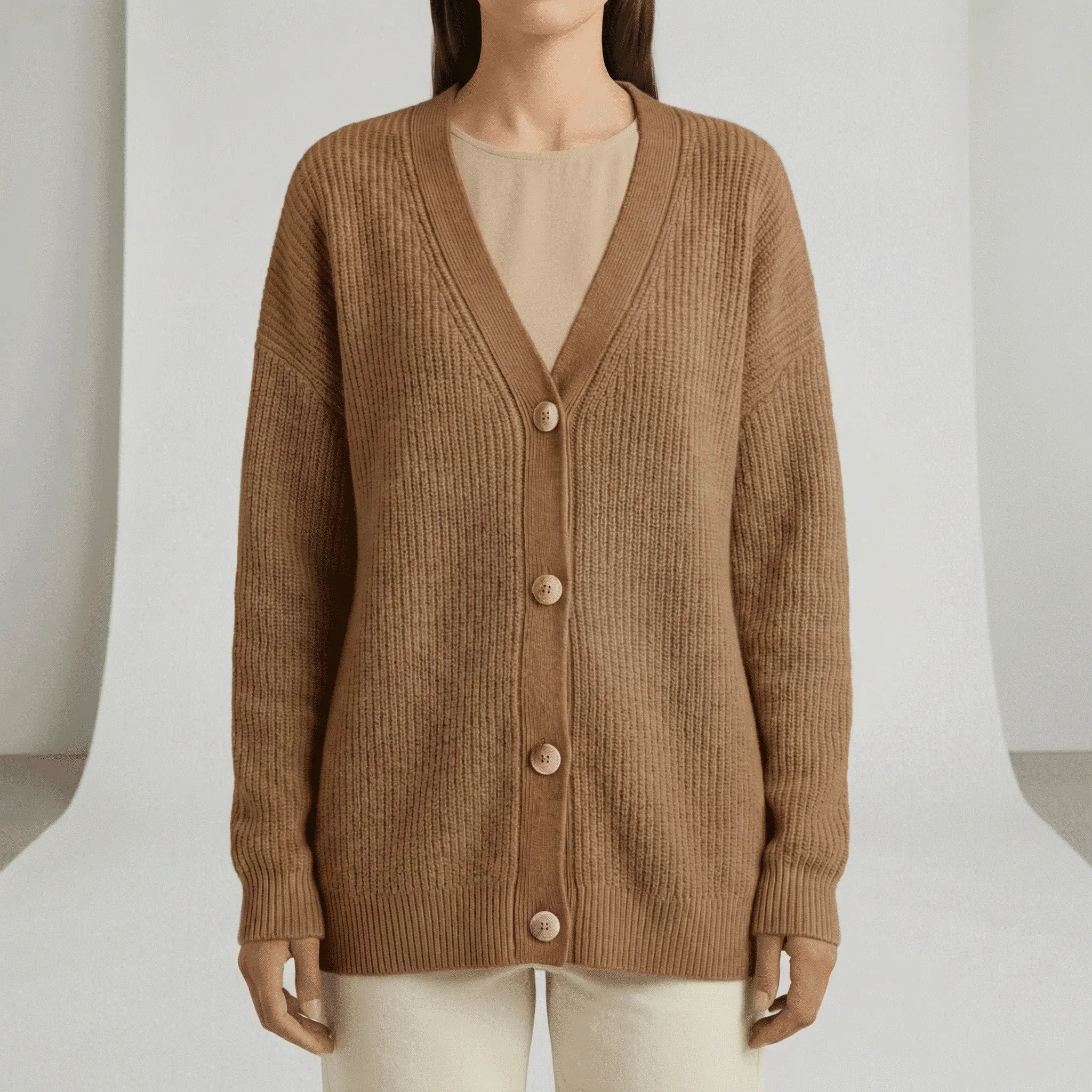 JAMILA | Oversized Ribbed Button-Front Cardigans