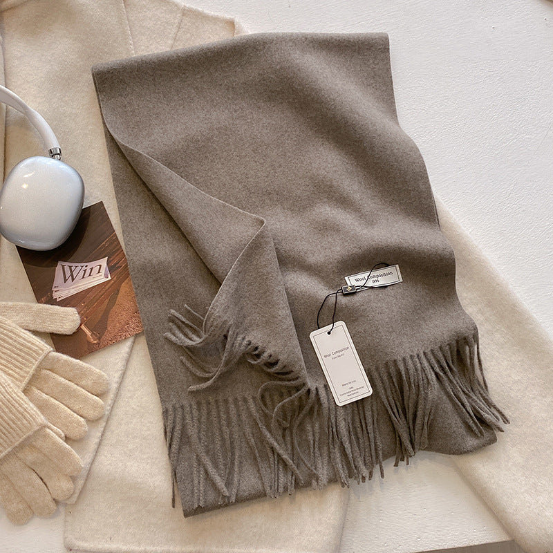 KHIONNE | Comfy Soft Plain Tassel Scarf Shawls