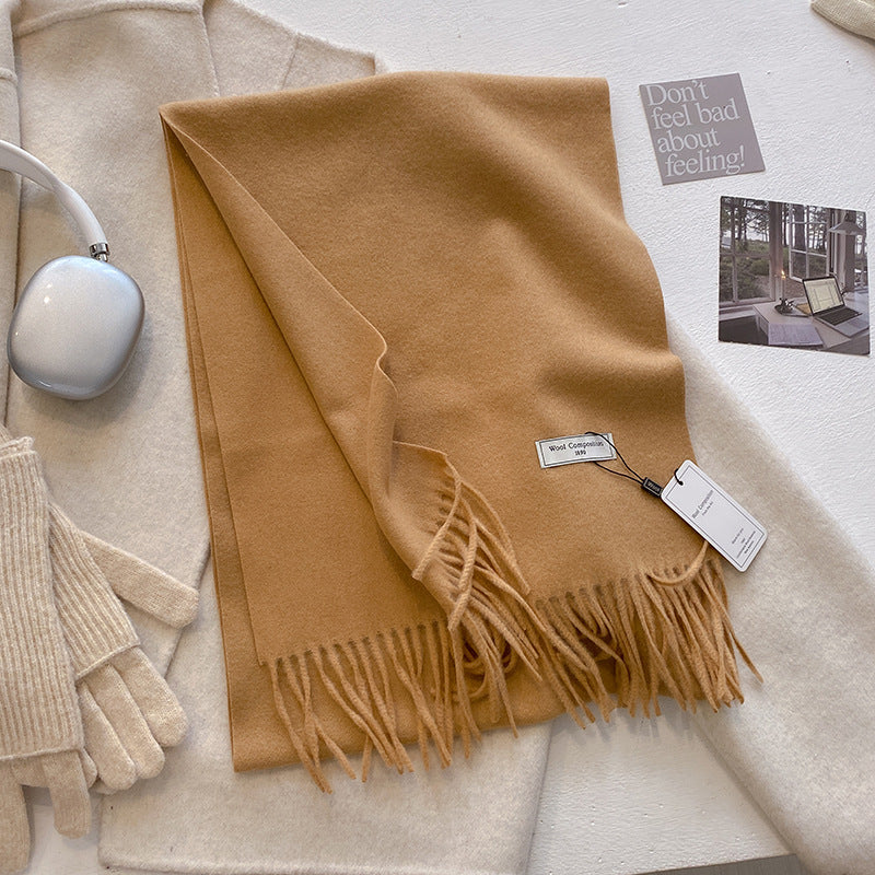 KHIONNE | Comfy Soft Plain Tassel Scarf Shawls