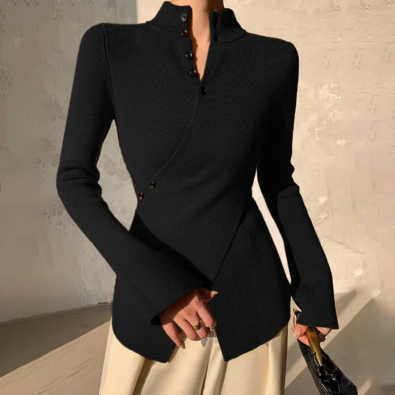 ALVIDA | Women's Mock Neck Wrap Sweater