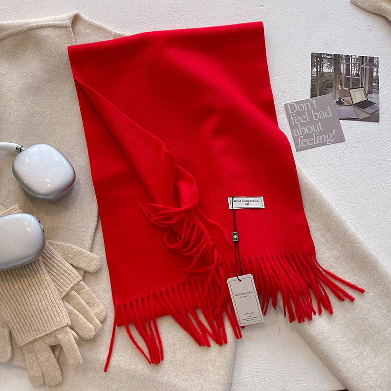 KHIONNE | Comfy Soft Plain Tassel Scarf Shawls
