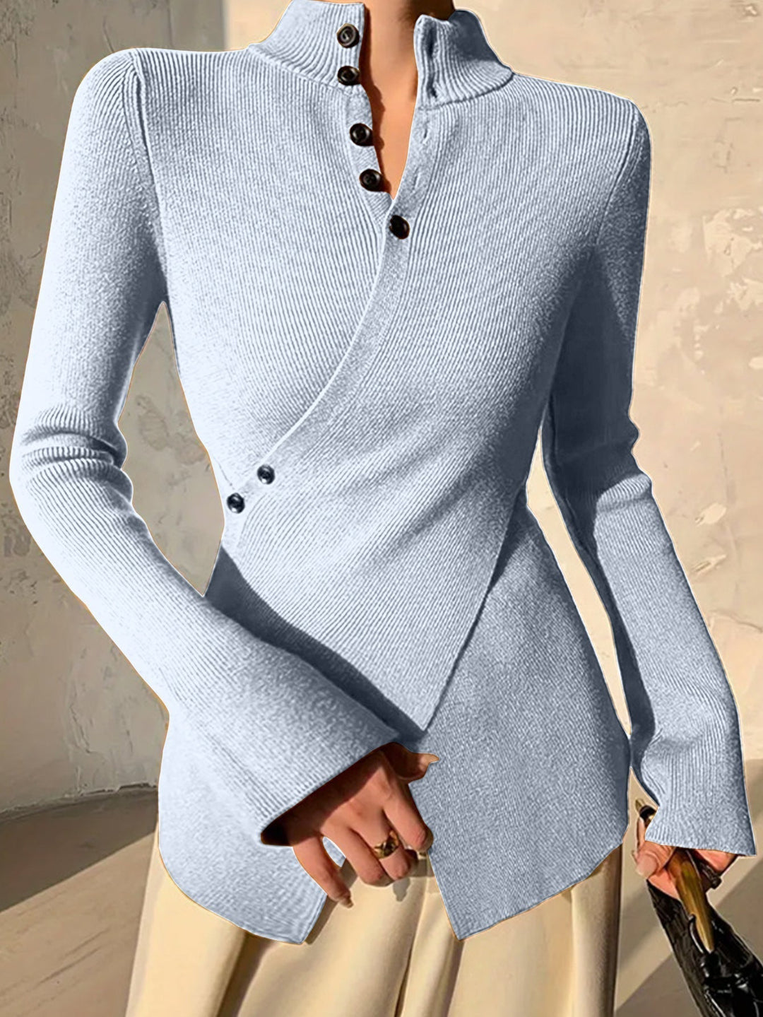 ALVIDA | Women's Mock Neck Wrap Sweater