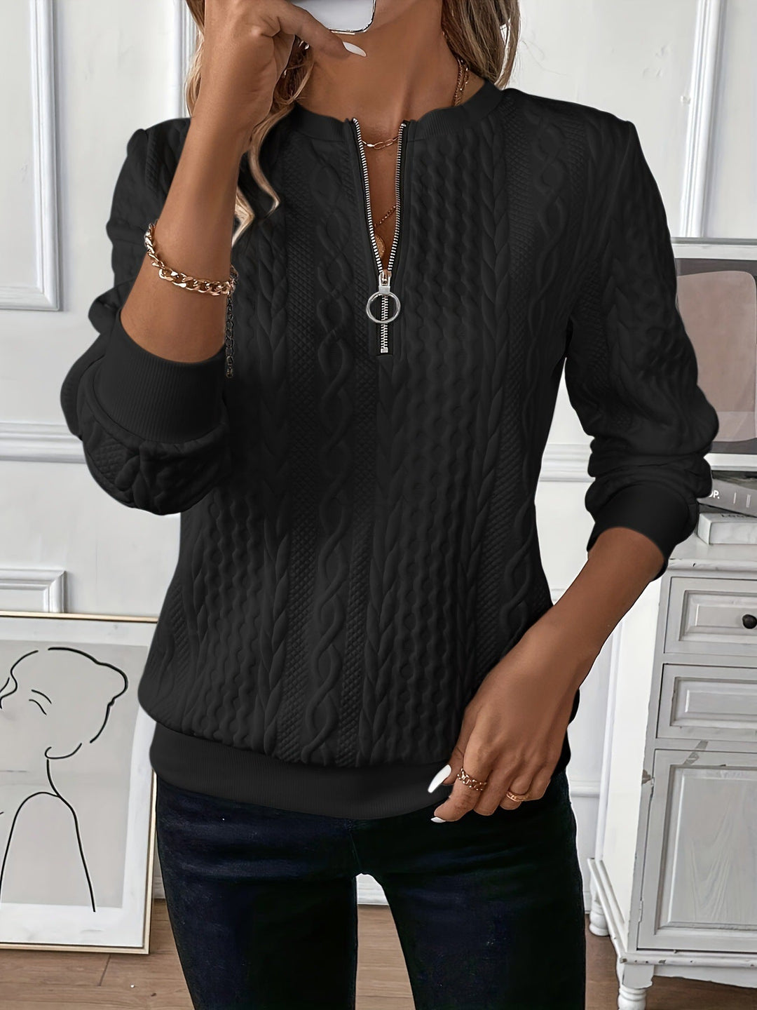 MELANI | Pullover Zipper Sweatshirt