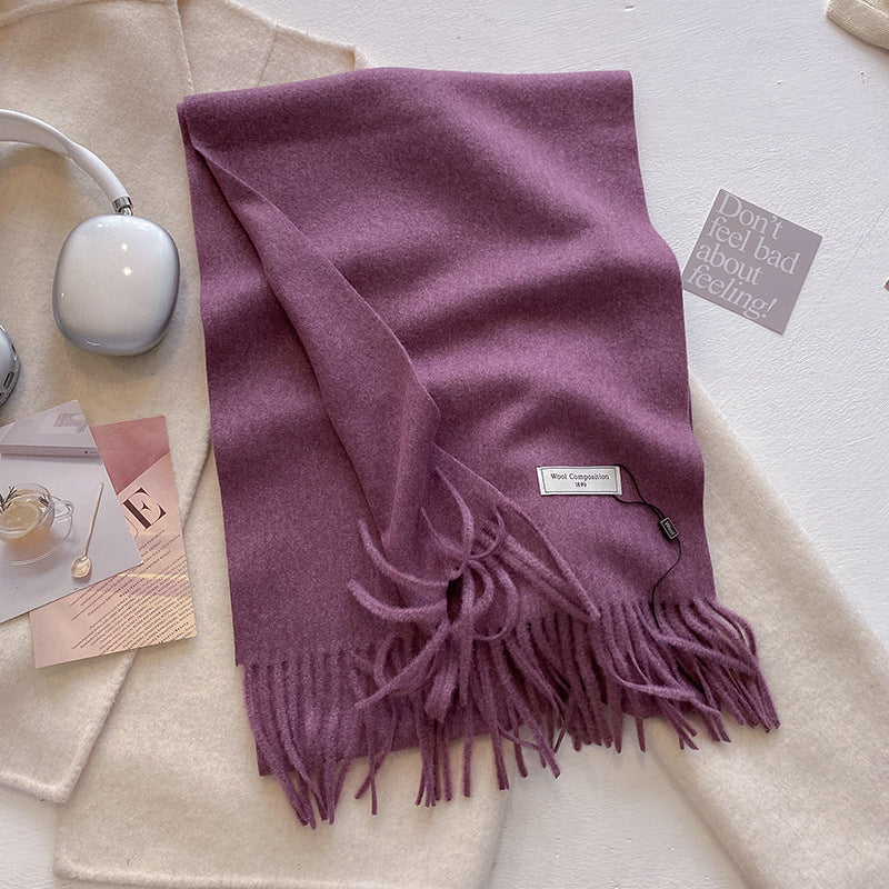 KHIONNE | Comfy Soft Plain Tassel Scarf Shawls