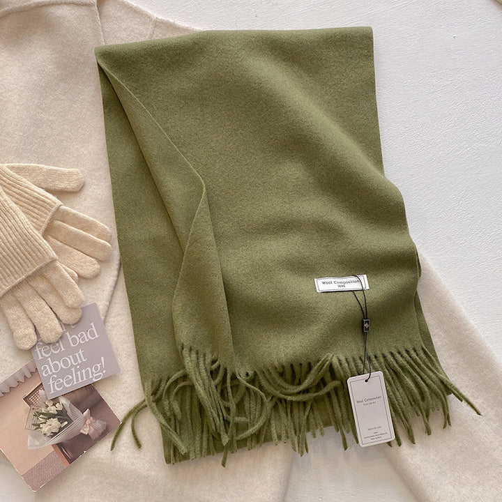 KHIONNE | Comfy Soft Plain Tassel Scarf Shawls