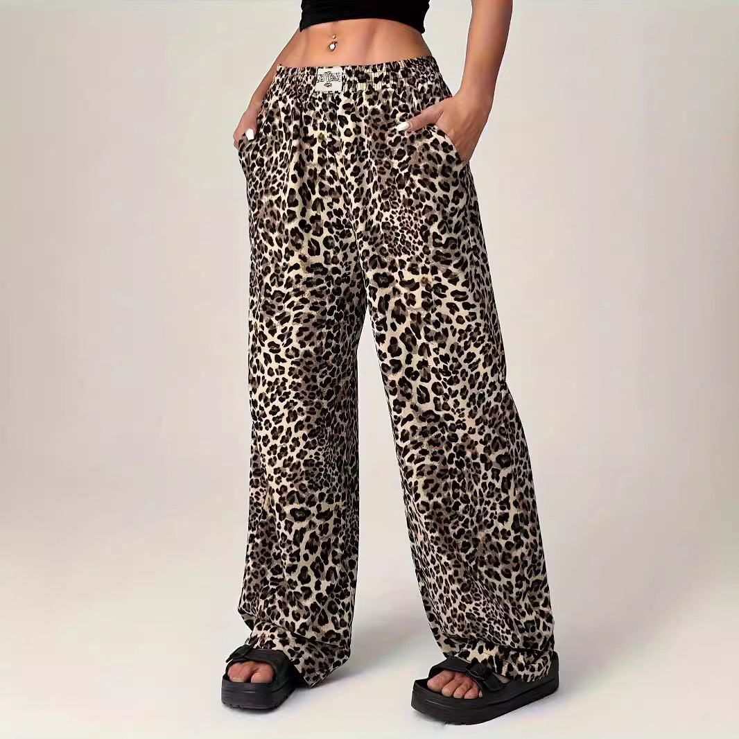 LIEZEL | Comfy Straight-Leg Leopard Print Pants