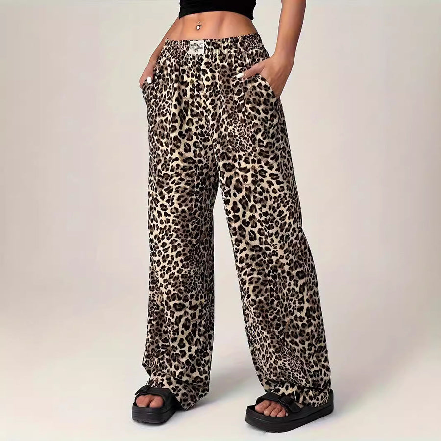 LIEZEL | Comfy Straight-Leg Leopard Print Pants