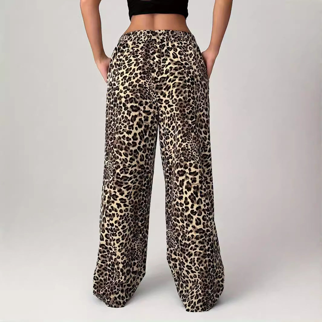 LIEZEL | Comfy Straight-Leg Leopard Print Pants