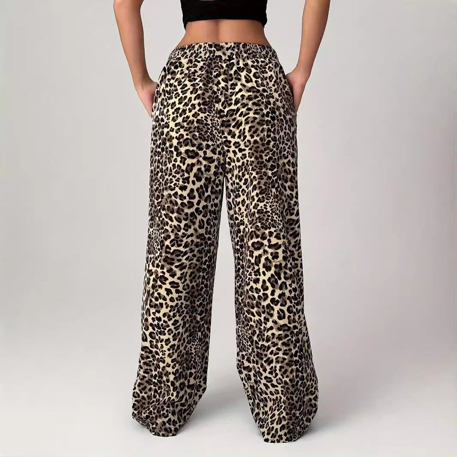 LIEZEL | Comfy Straight-Leg Leopard Print Pants