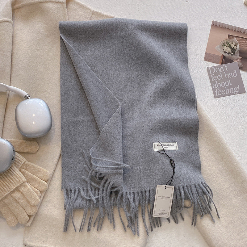 KHIONNE | Comfy Soft Plain Tassel Scarf Shawls
