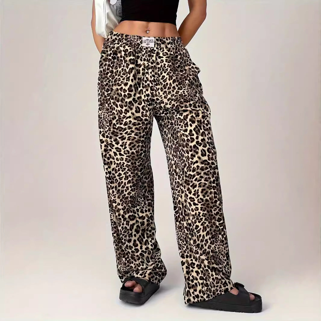 LIEZEL | Comfy Straight-Leg Leopard Print Pants