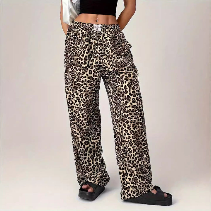 LIEZEL | Comfy Straight-Leg Leopard Print Pants