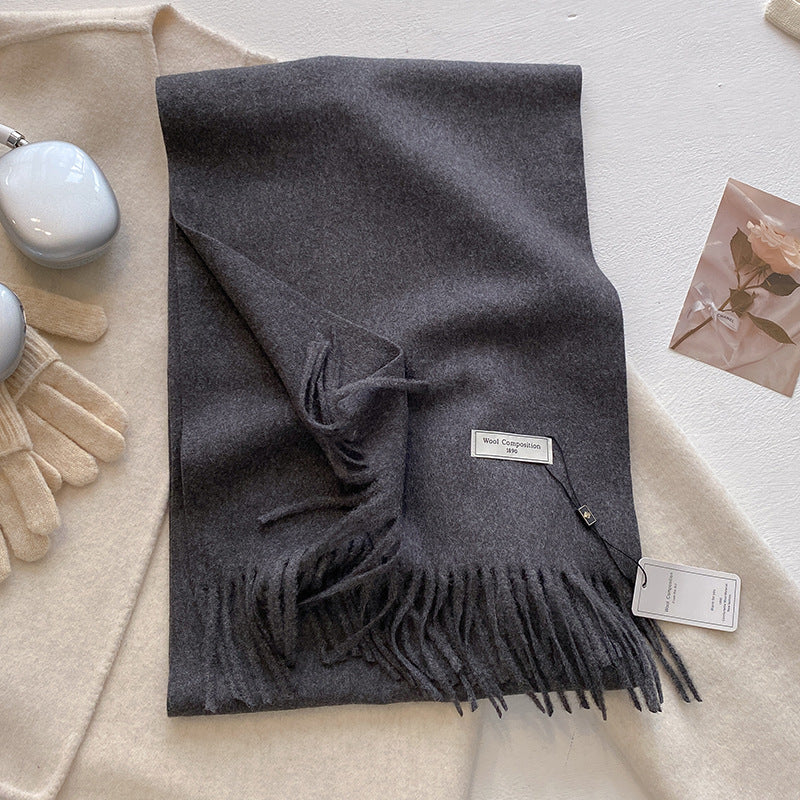 KHIONNE | Comfy Soft Plain Tassel Scarf Shawls