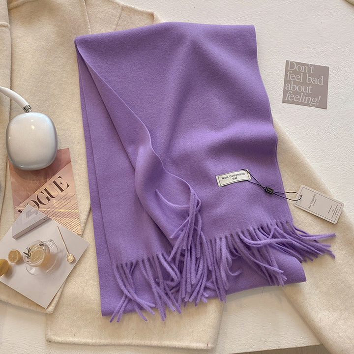 KHIONNE | Comfy Soft Plain Tassel Scarf Shawls