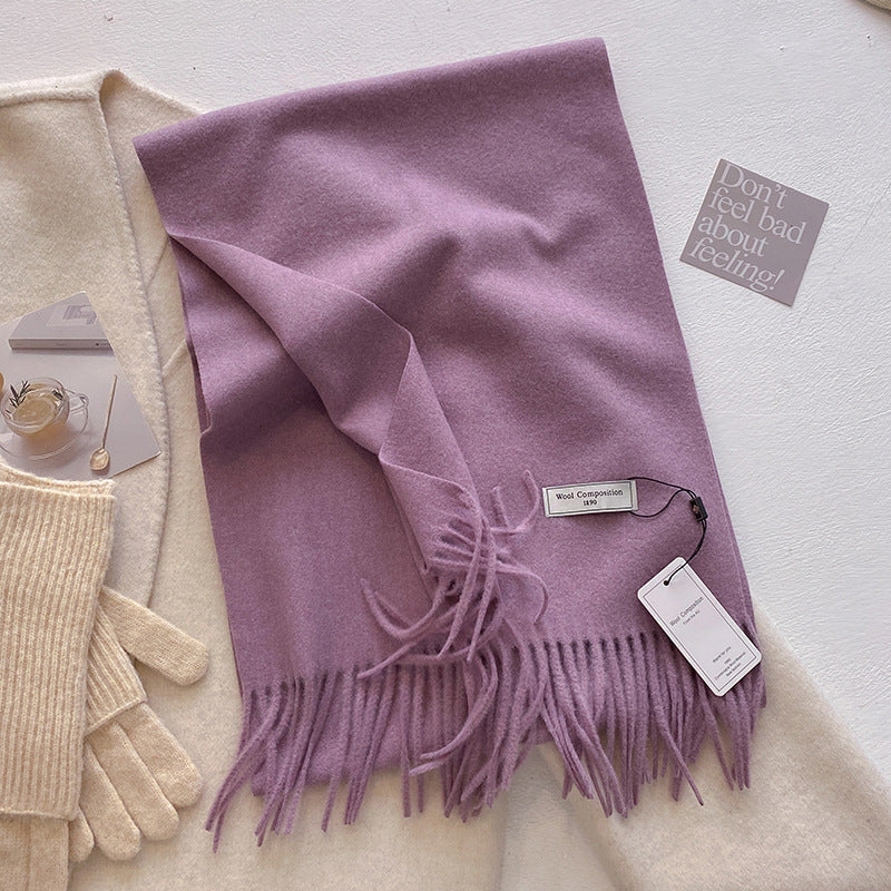 KHIONNE | Comfy Soft Plain Tassel Scarf Shawls