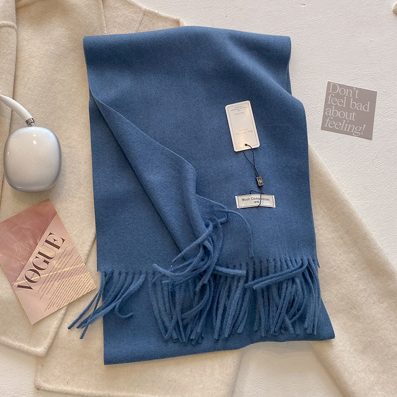 KHIONNE | Comfy Soft Plain Tassel Scarf Shawls