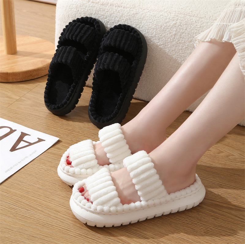 SIRA | Cozy Fluffy Open-Toe Home Slippers