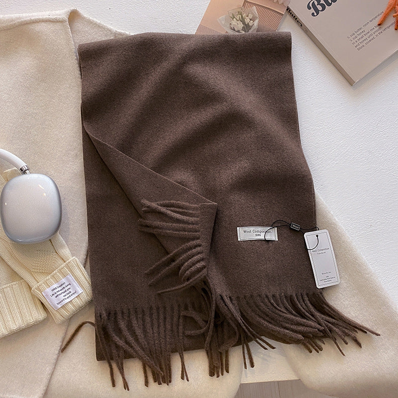KHIONNE | Comfy Soft Plain Tassel Scarf Shawls