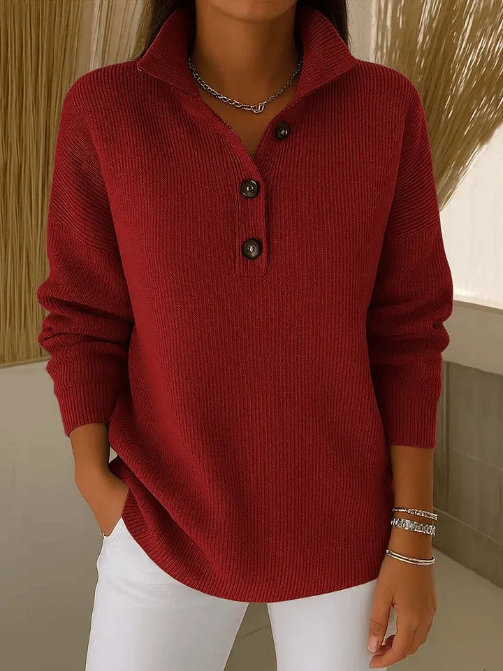 FELISHA | V-Neck Polo Sweater