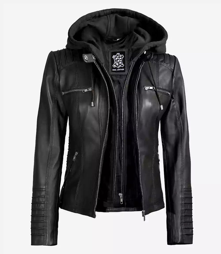 KELLY | Black Jacket With Removable Hood